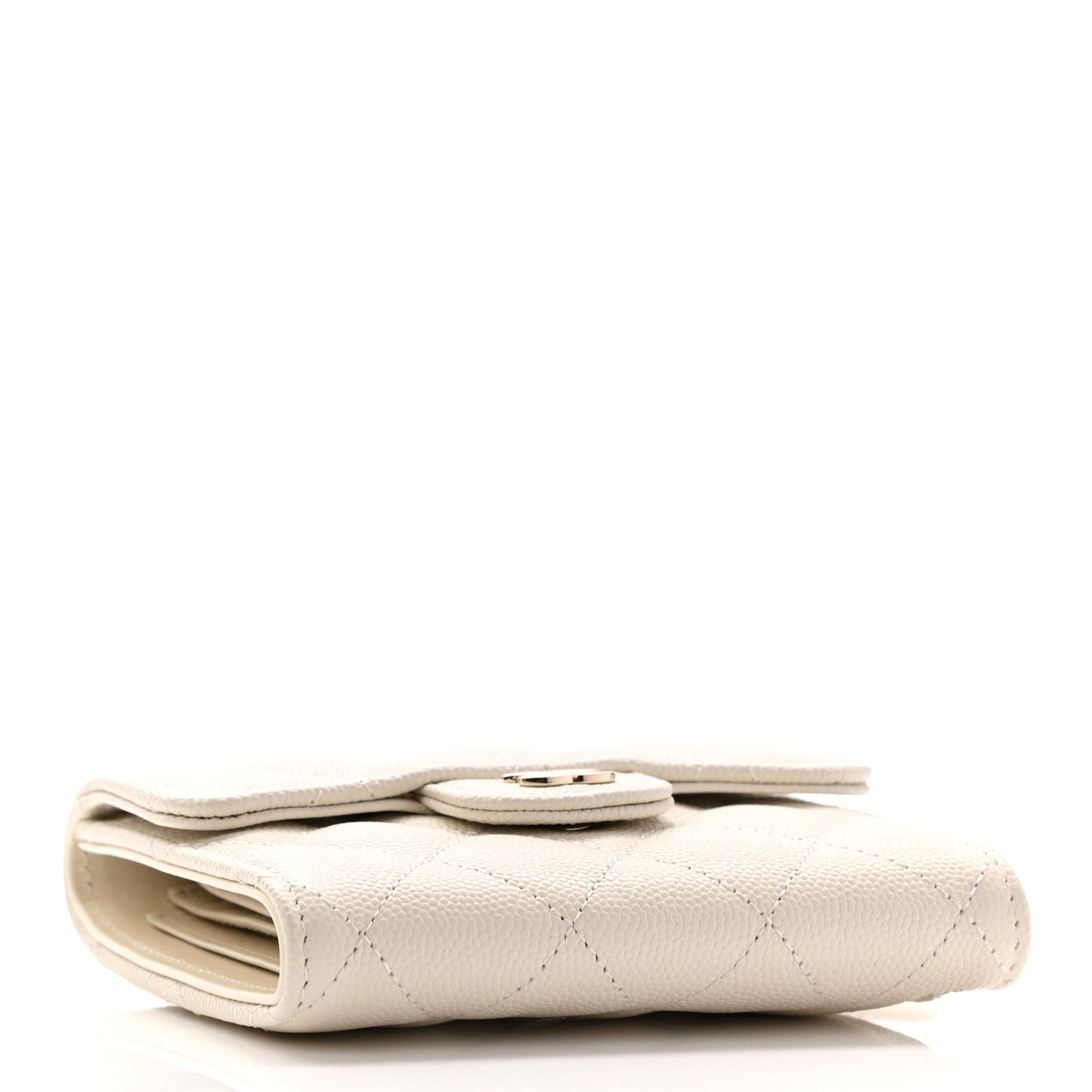Caviar Quilted Compact Flap Wallet White