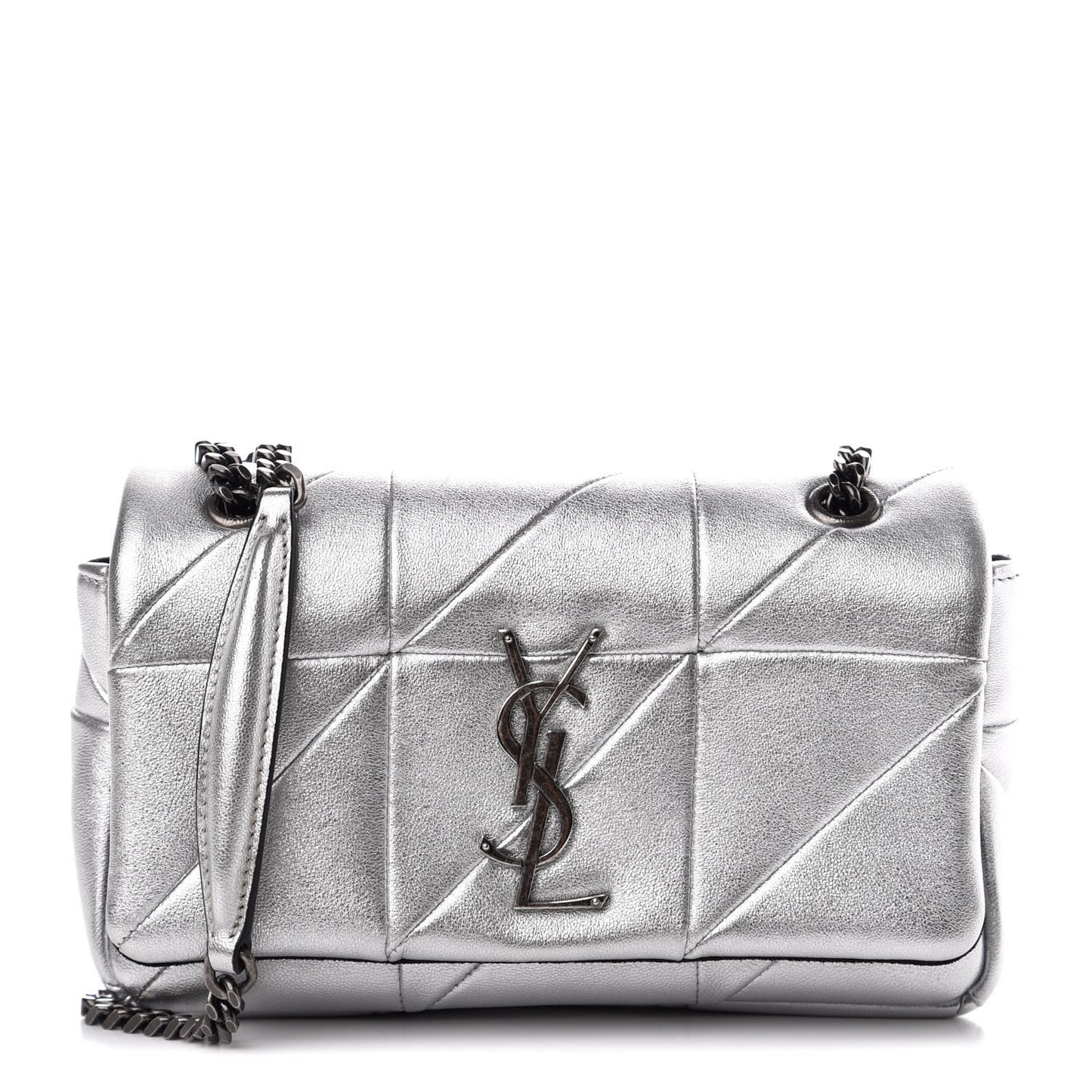 Metallic Lambskin Patchwork Monogram Small Jamie Silver