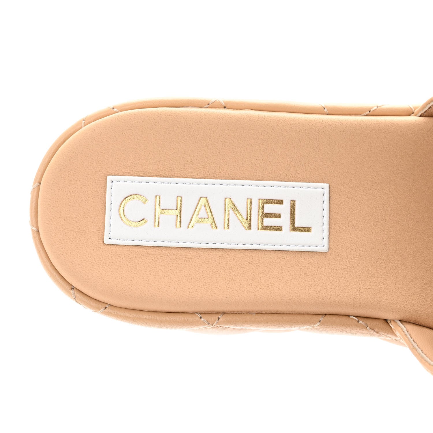 Chanel Lambskin Quilted CC Mules Wedge Sandals 38 Beige 9 of 11