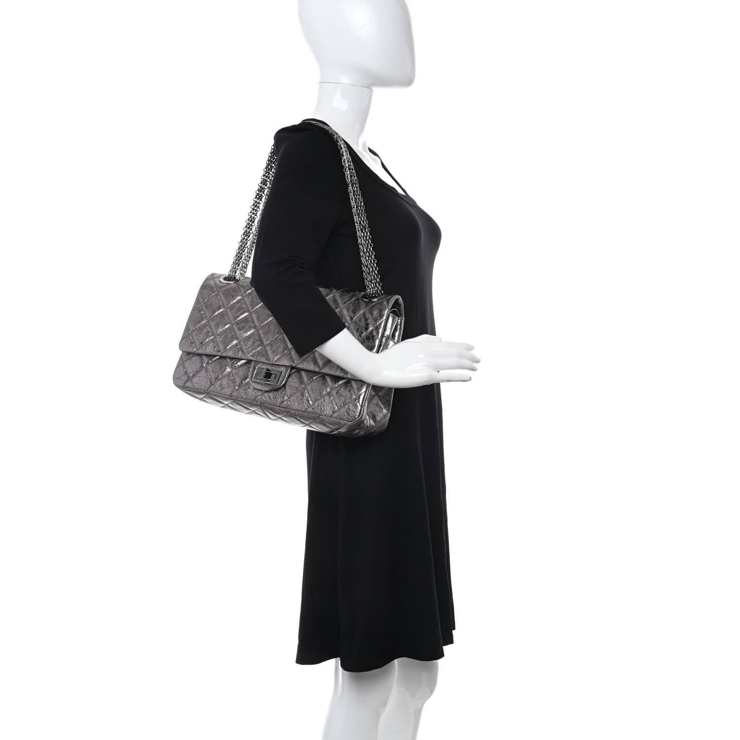 Chanel Metallic Aged Calfskin Quilted 2.55 Reissue 228 Flap Pewter 2 of 11