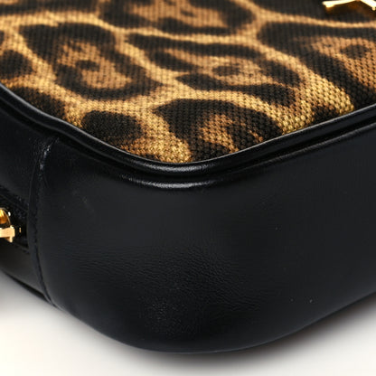 Saint Laurent Canvas Calfskin Leopard Print Monogram Mini Lou Camera Bag Brown 9 of 10