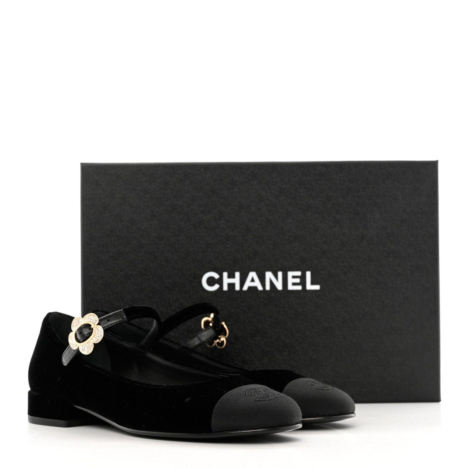 Chanel Velvet Grosgrain Mary Jane Flats 36.5 Black 4 of 9