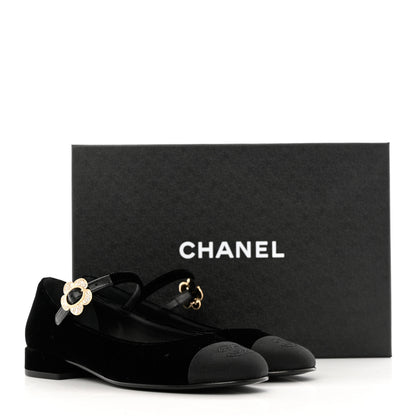 Chanel Velvet Grosgrain Mary Jane Flats 36.5 Black 4 of 9