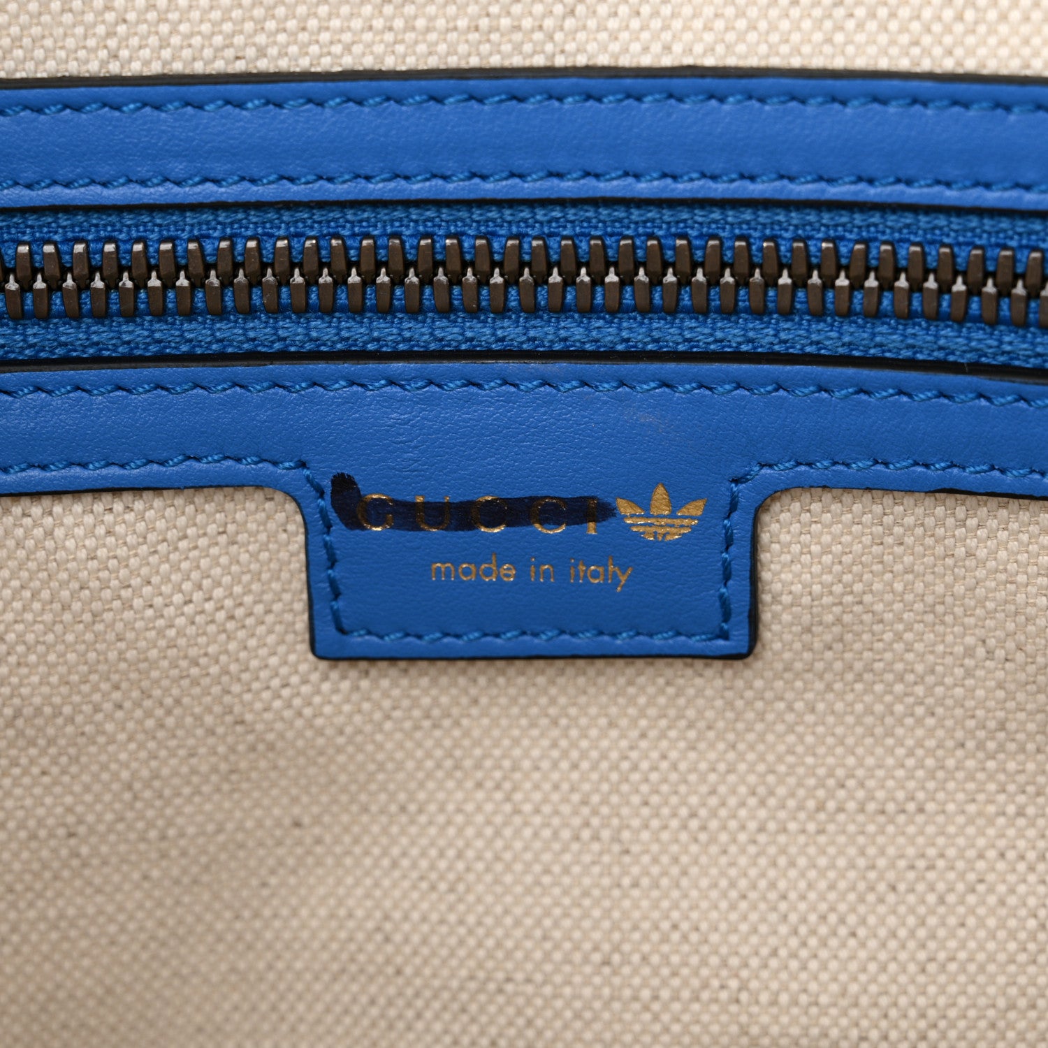Gucci X ADIDAS Calfskin Trefoil Web GG Marmont Medium Duffle Bag Blue 6 of 11