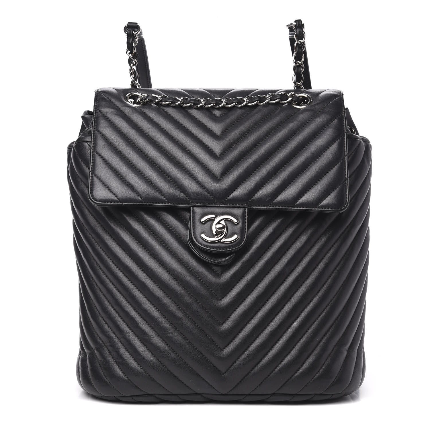 Chanel Calfskin Chevron Quilted Large Urban Spirit Backpack Black 1 of 11