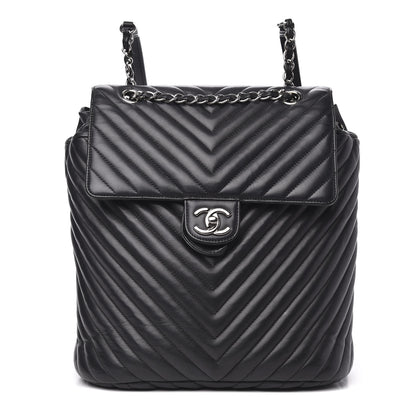 Chanel Calfskin Chevron Quilted Large Urban Spirit Backpack Black 1 of 11