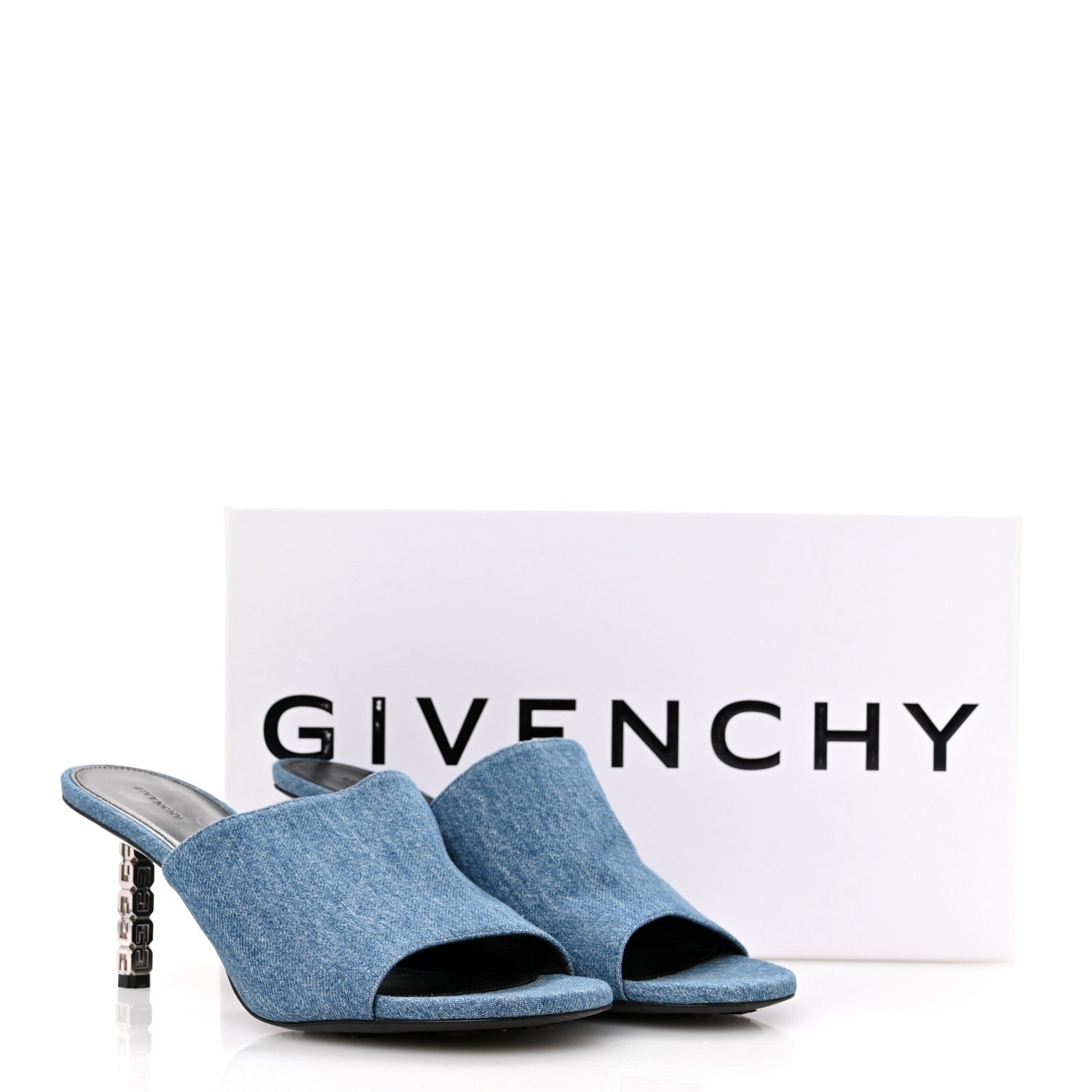 Givenchy Denim G Cube 70mm Heel Mules 39 Medium Blue 10 of 10
