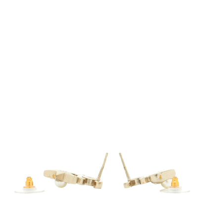 Chanel Crystal Pearl Charming Winter CC Star Heart Earrings Gold 3 of 5