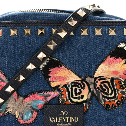 Valentino Garavani Denim Butterfly Embroidered Rockstud Camera Crossbody Bag Light Denim Multicolor 8 of 12