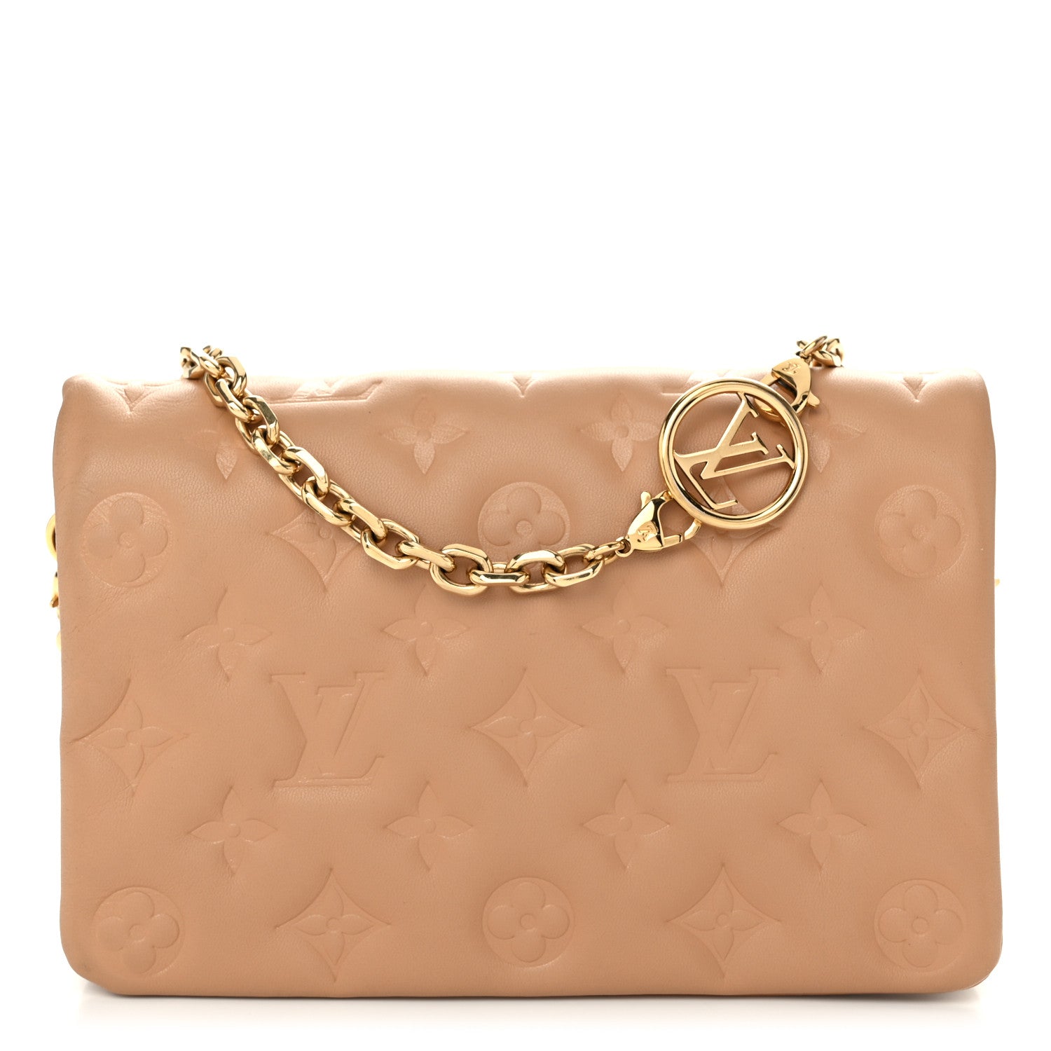 Louis Vuitton Lambskin Embossed Monogram Pochette Coussin Camel 1 of 11