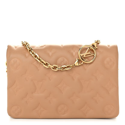 Louis Vuitton Lambskin Embossed Monogram Pochette Coussin Camel 1 of 11