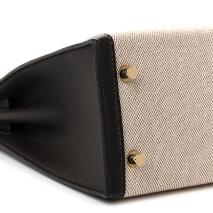 Hermes Toile H Swift Kelly Sellier 25 Ecru Bai Brun 8 of 10