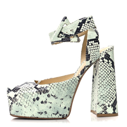 Bottega Veneta Faded Goatskin Python Printed Tower 40/140mm Platform Pumps 38 Dew Black 1 of 9