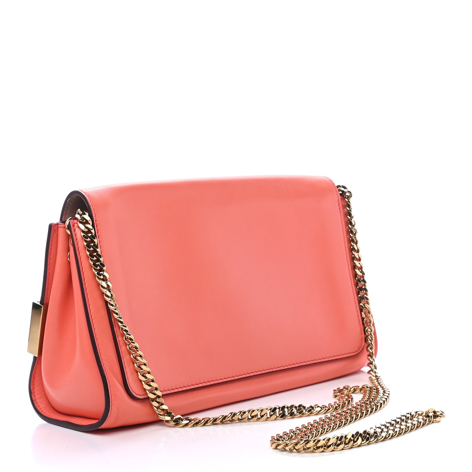 Chloe Lambskin Medium Elle Chain Clutch Coral Pop 3 of 9