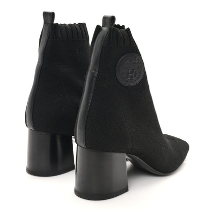 Hermes Knit Calfskin Volver 60 Ankle Boots 38 Black 5 of 9