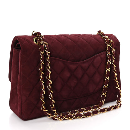 Chanel Suede Quilted Medium Double Flap Burgundy 3 of 10