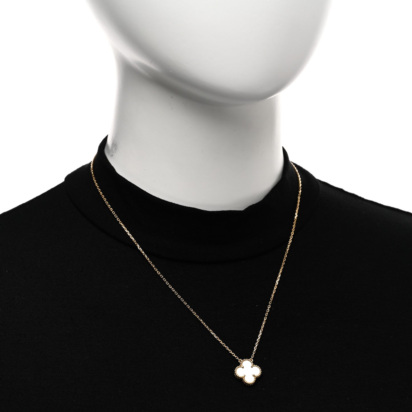 18K Yellow Gold Mother of Pearl Vintage Alhambra Pendant Necklace