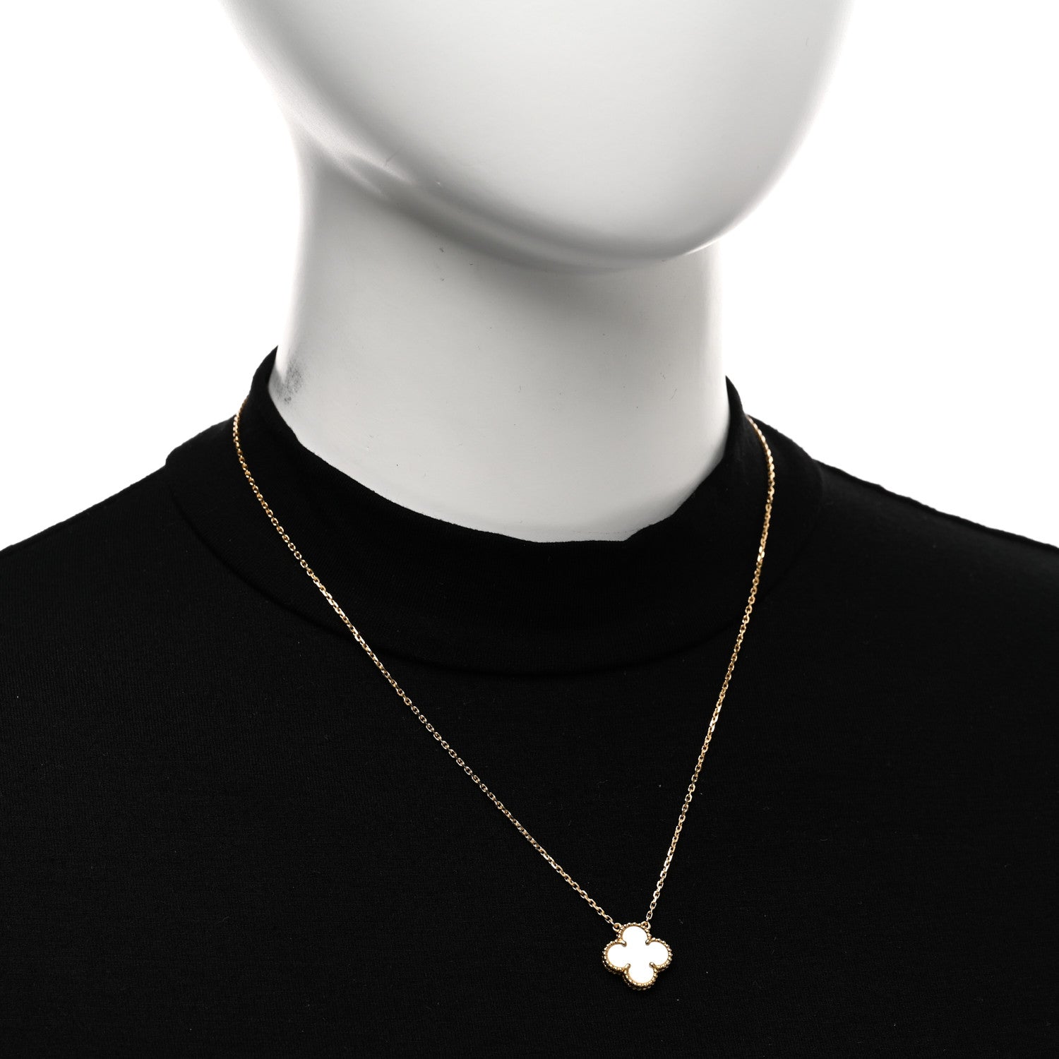 Van Cleef & Arpels 18K Yellow Gold Mother of Pearl Vintage Alhambra Pendant Necklace 2 of 4