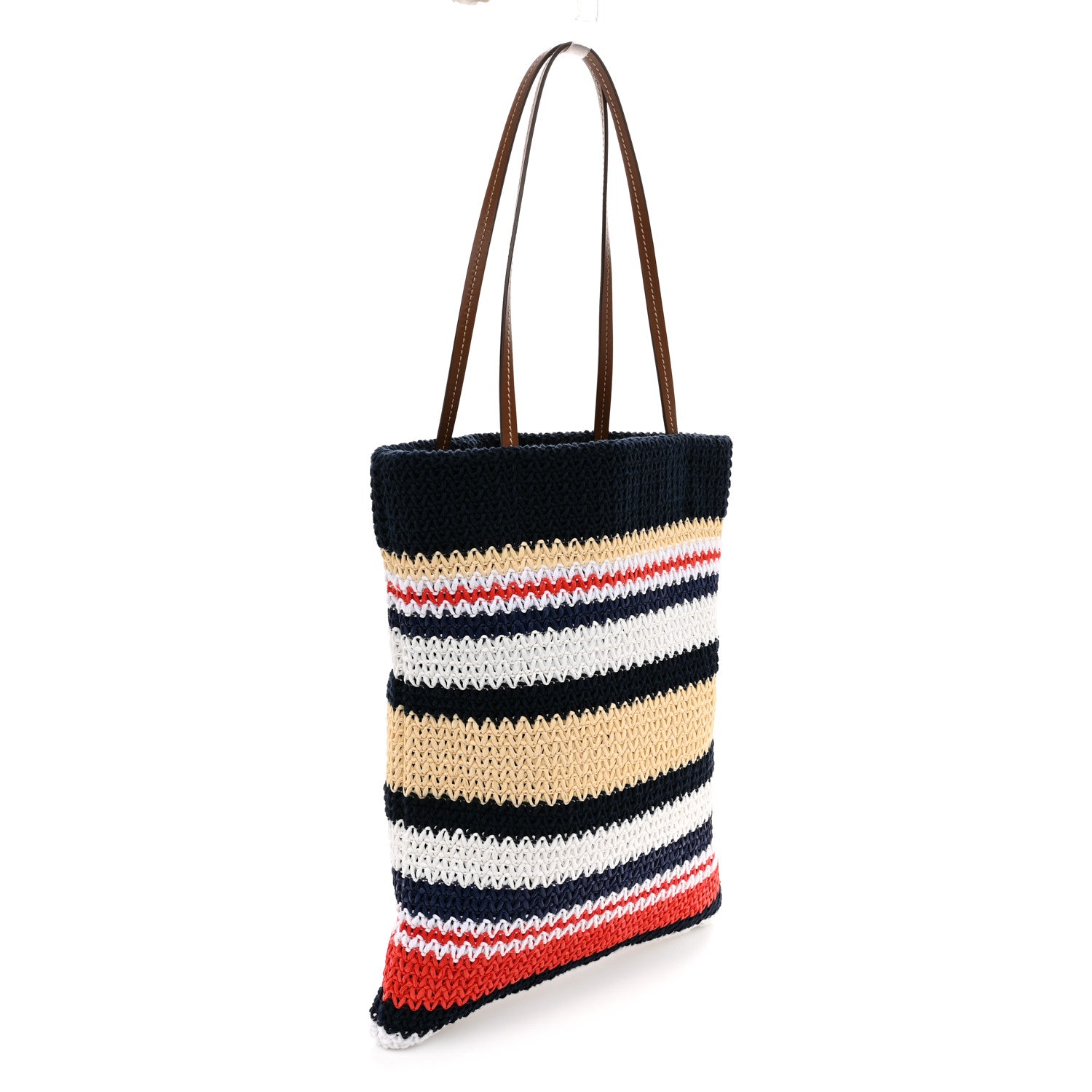 miuページ Miu Miu Raffia Crochet Stripe Vertical Tote Bag Blue Red Natural