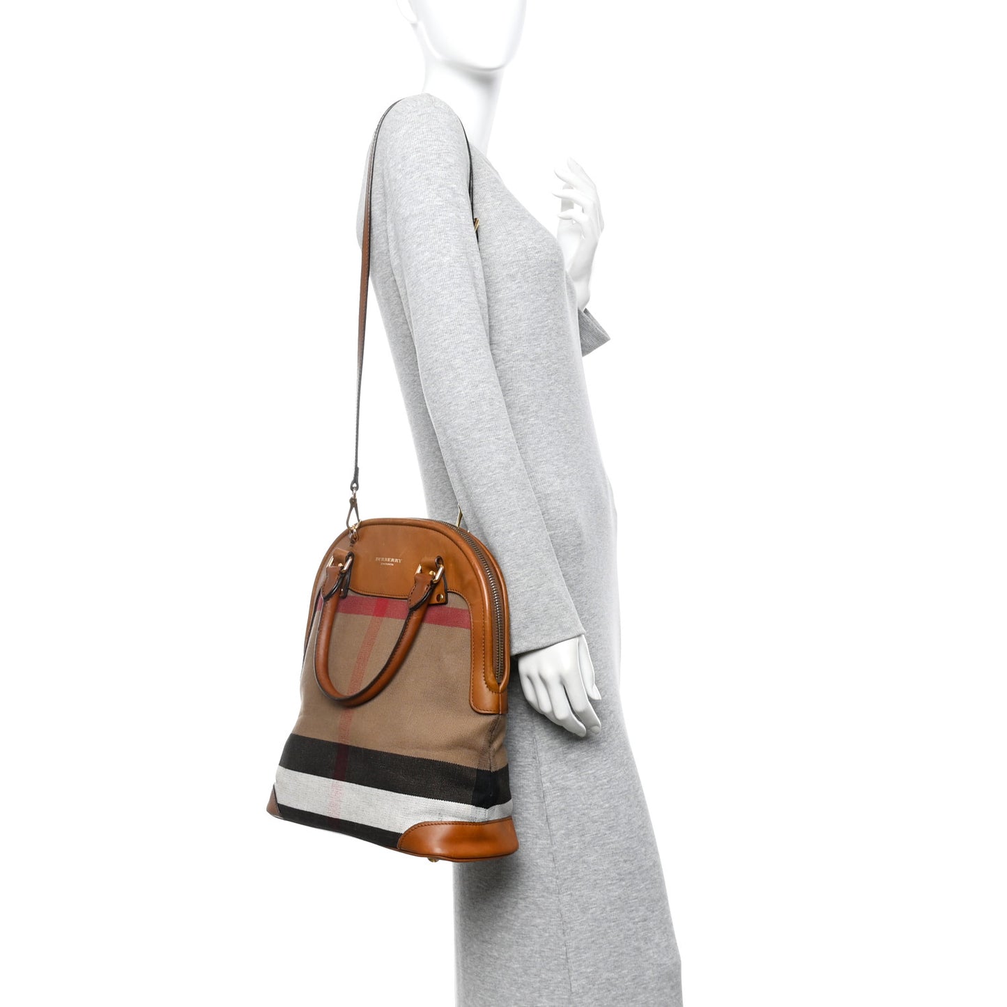 Canvas Mega Check Calfskin Medium Bloomsbury Saddle Brown