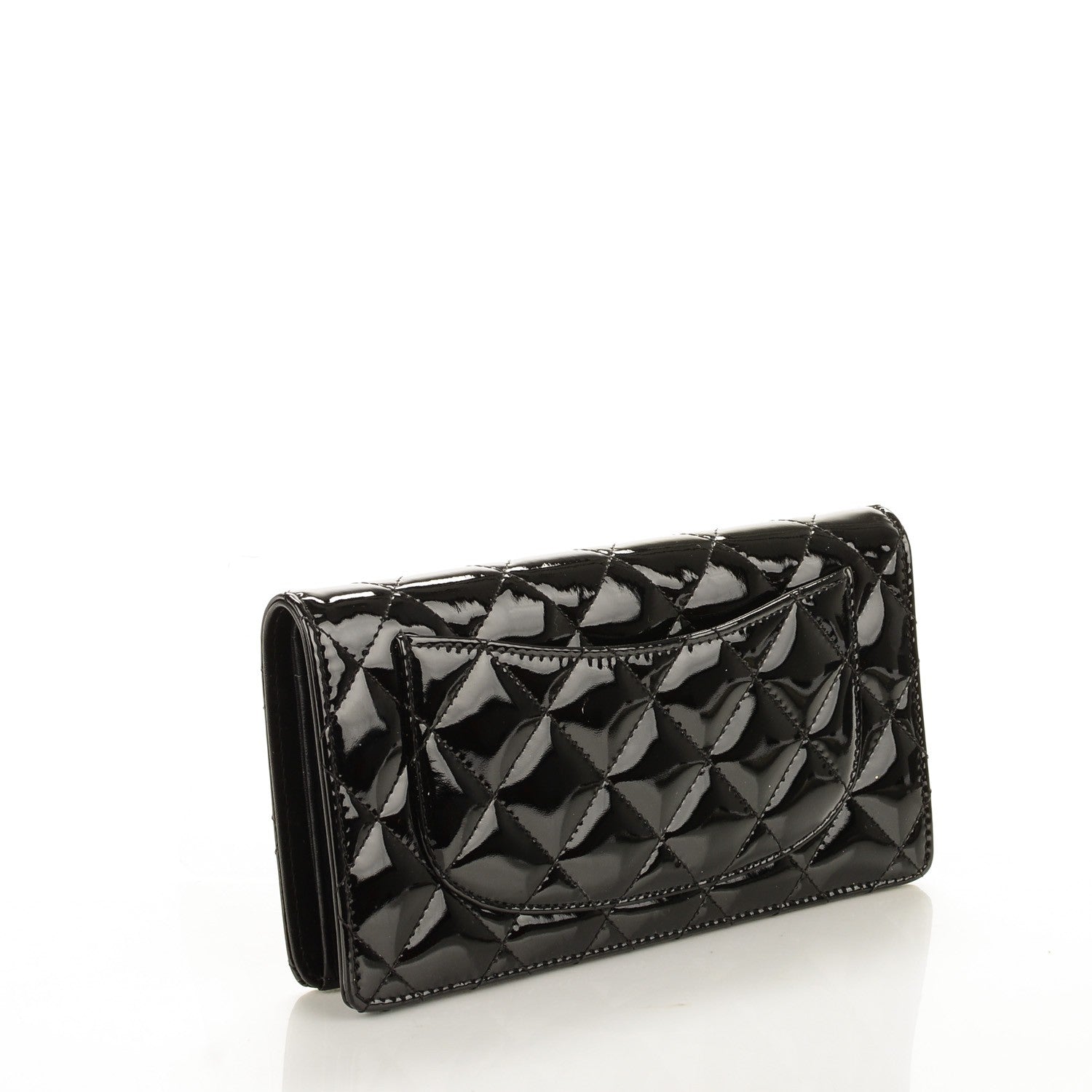 Chanel Patent Calfskin Quilted Yen Wallet Black 3 of 9