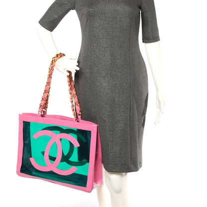 Chanel Vinyl CC Logo Tote Pink 2 of 8