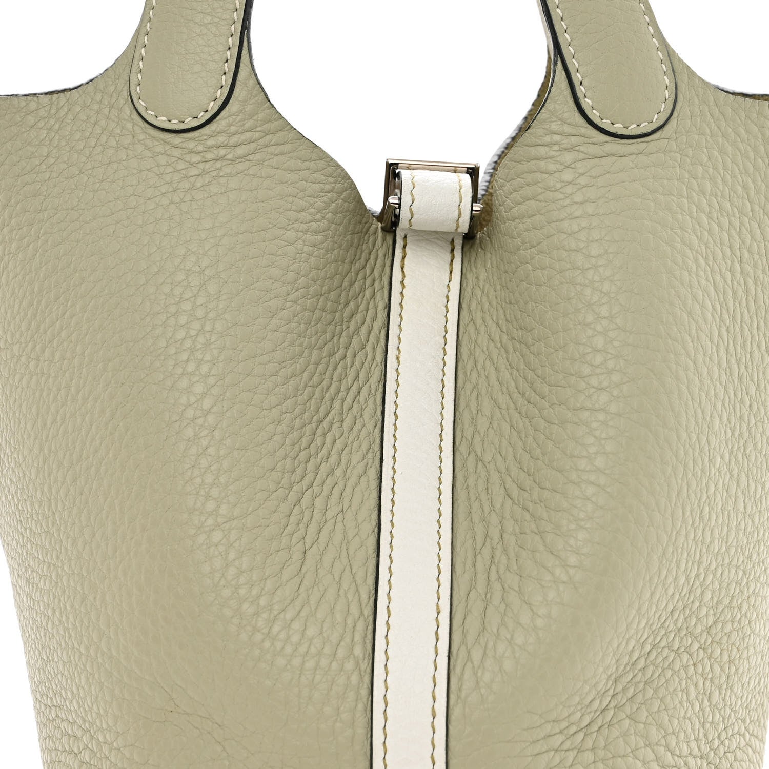 Hermes Taurillon Clemence Bi-Color Picotin 18 PM Sauge Craie 8 of 11