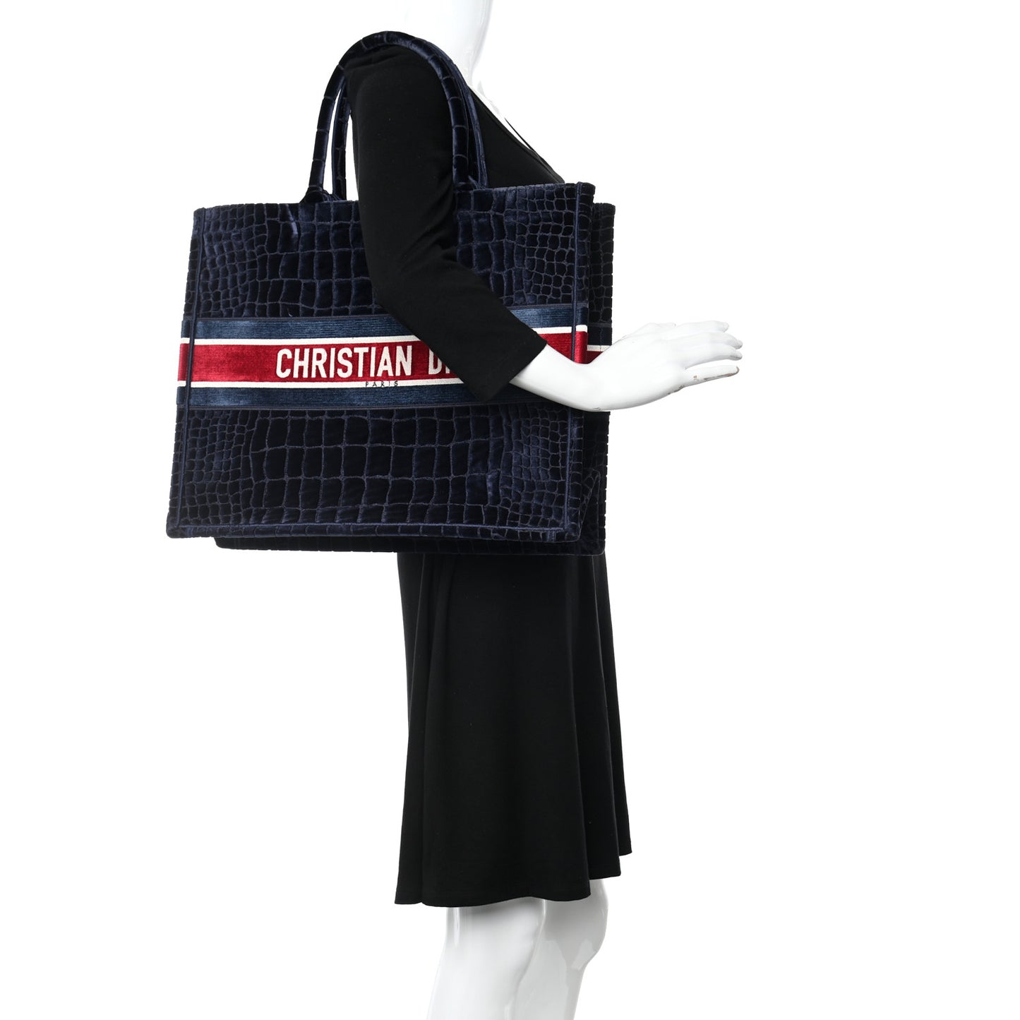 Velvet Mizza Embroidered Large Croc Book Tote Bleu Multicolor