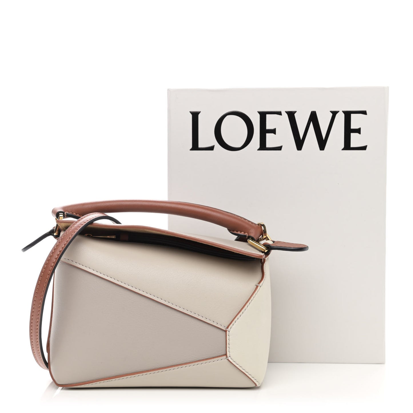 Calfskin Mini Puzzle Edge Bag Ghost Soft White