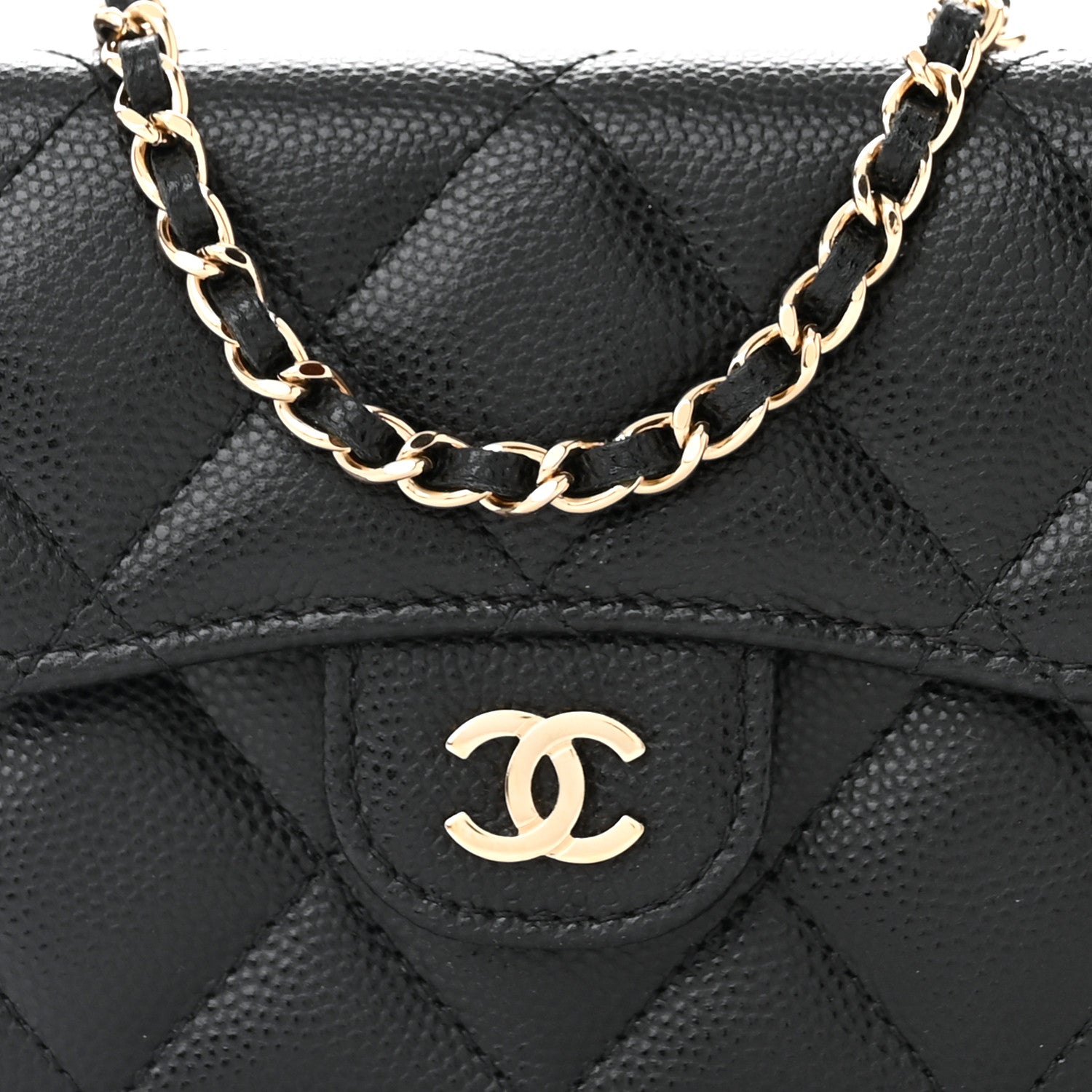 Chanel Caviar Quilted Flap Card Holder On Chain Black 9 of 13