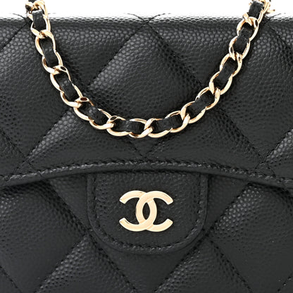Chanel Caviar Quilted Flap Card Holder On Chain Black 9 of 13