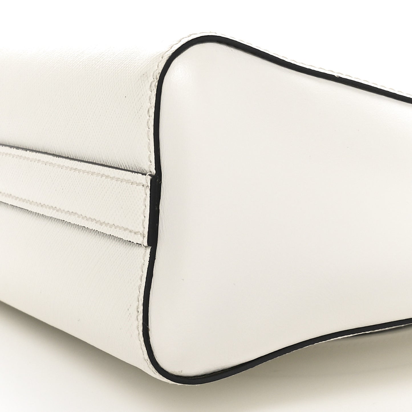 Saffiano Soft Calfskin Small Zippered Tote White