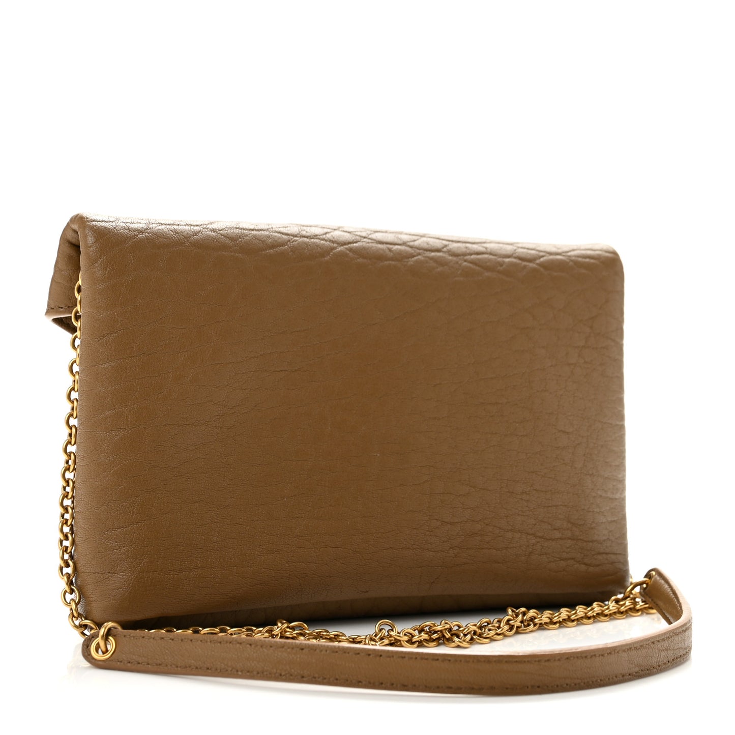 Supple Lambskin Small Cassandre Chain Pouch Dark Cork