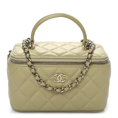 Chanel Lambskin Quilted Small Top Handle Vanity Case With Chain Light Green 1 of 10