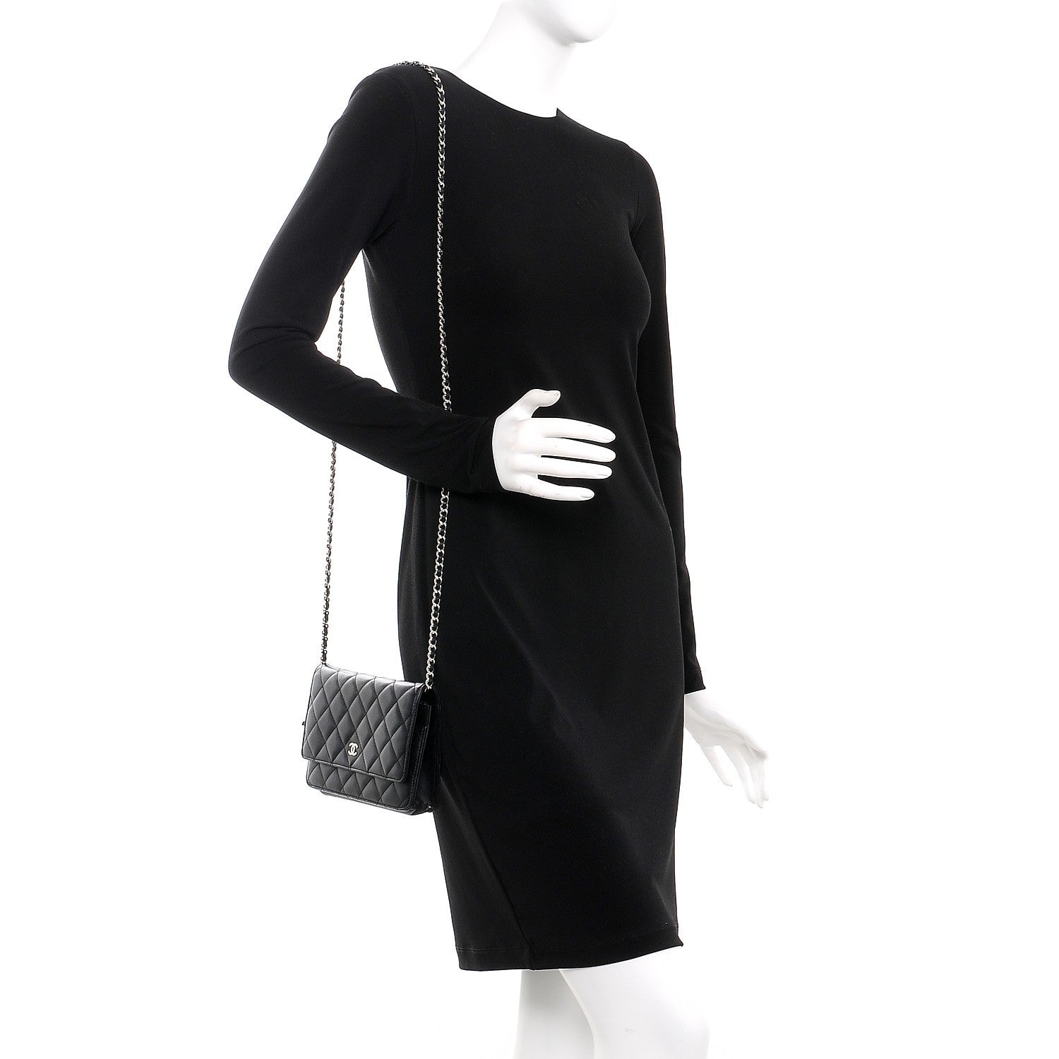 Chanel Lambskin Quilted Wallet On Chain WOC Black 2 of 9