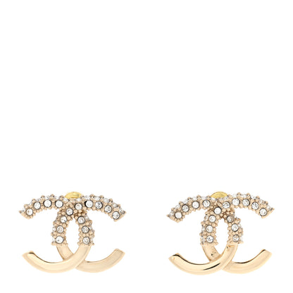 Chanel Metal Crystal Bead CC Earrings Gold 1 of 4