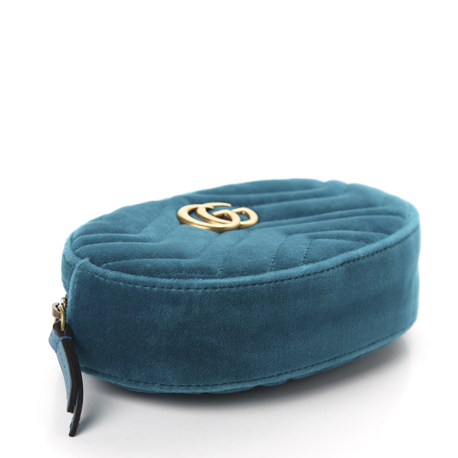 Gucci Velvet Matelasse GG Marmont Belt Bag 65 26 Pavone Cyan 4 of 12