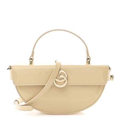 Gucci Patent Calfskin GG Half Moon Top Handle Bag Beige 1 of 11
