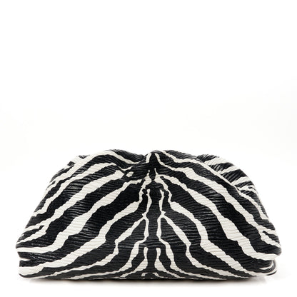 Bottega Veneta Nappa Zebra Print The Pouch Oversized Clutch White Black 1 of 11