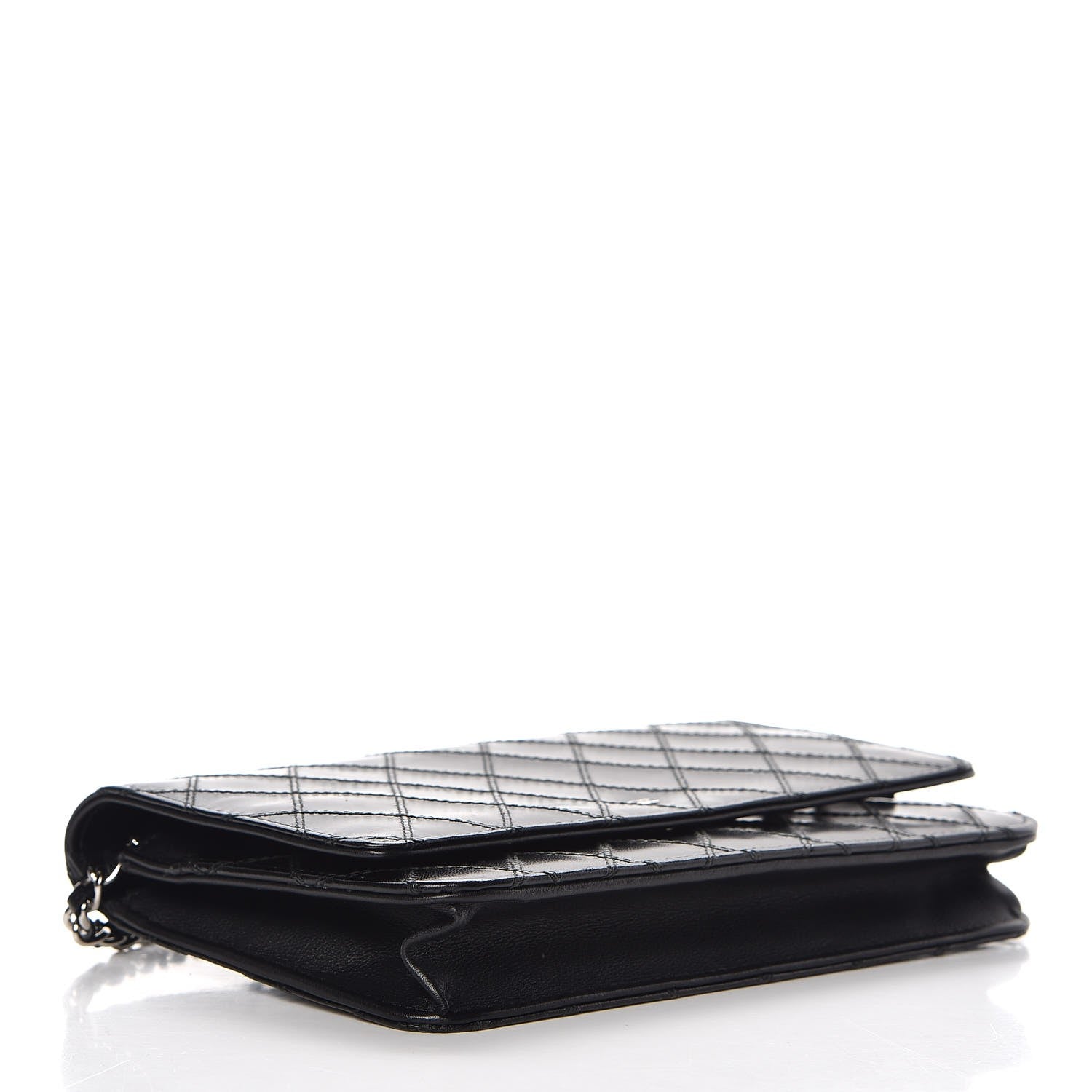 Chanel Lambskin Diamond Stitched Wallet On Chain WOC Black 4 of 8