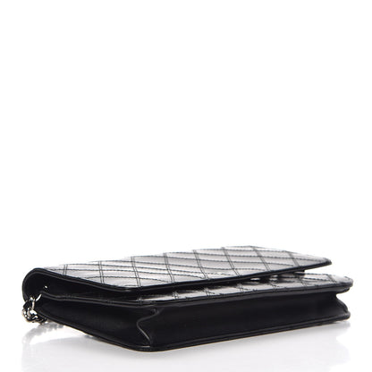 Chanel Lambskin Diamond Stitched Wallet On Chain WOC Black 4 of 8