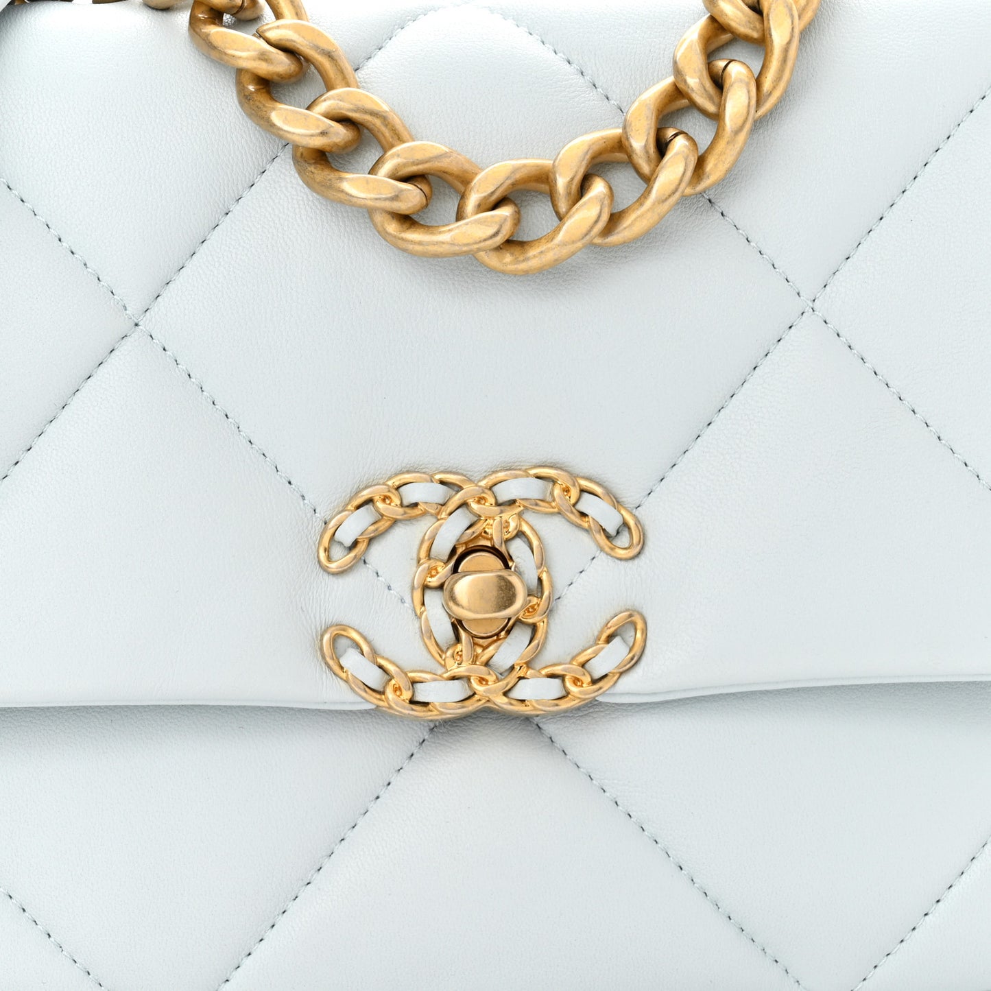 Lambskin Quilted Medium Chanel 19 Flap Light Blue