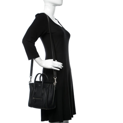 Celine Drummed Calfskin Nano Luggage Black 2 of 10
