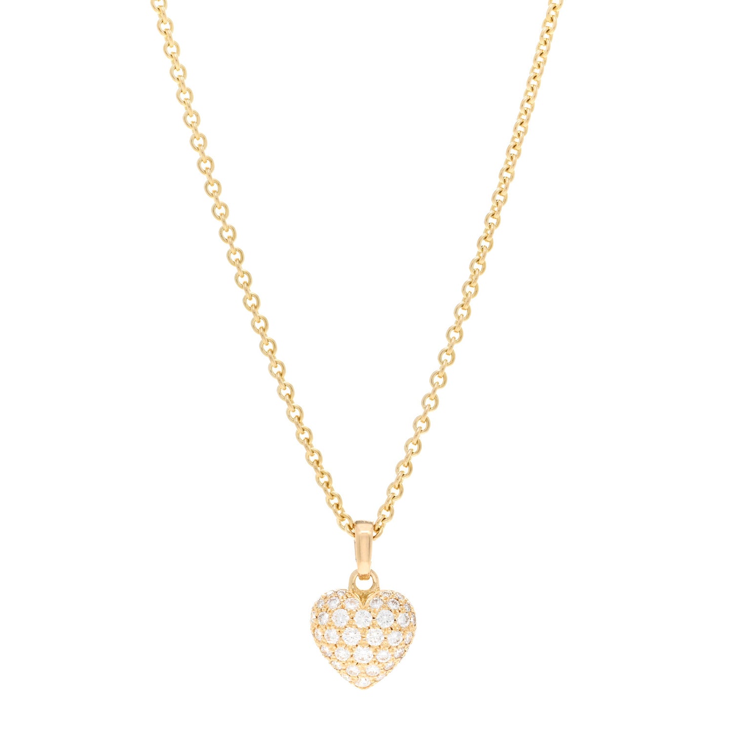 18K Yellow Gold Diamond Large Heart Paved Pendant Necklace