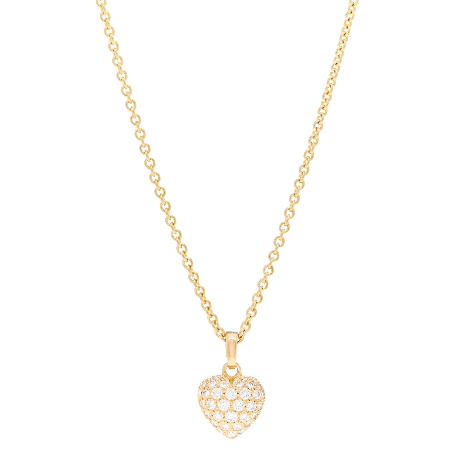 Cartier 18K Yellow Gold Diamond Large Heart Paved Pendant Necklace 1 of 6