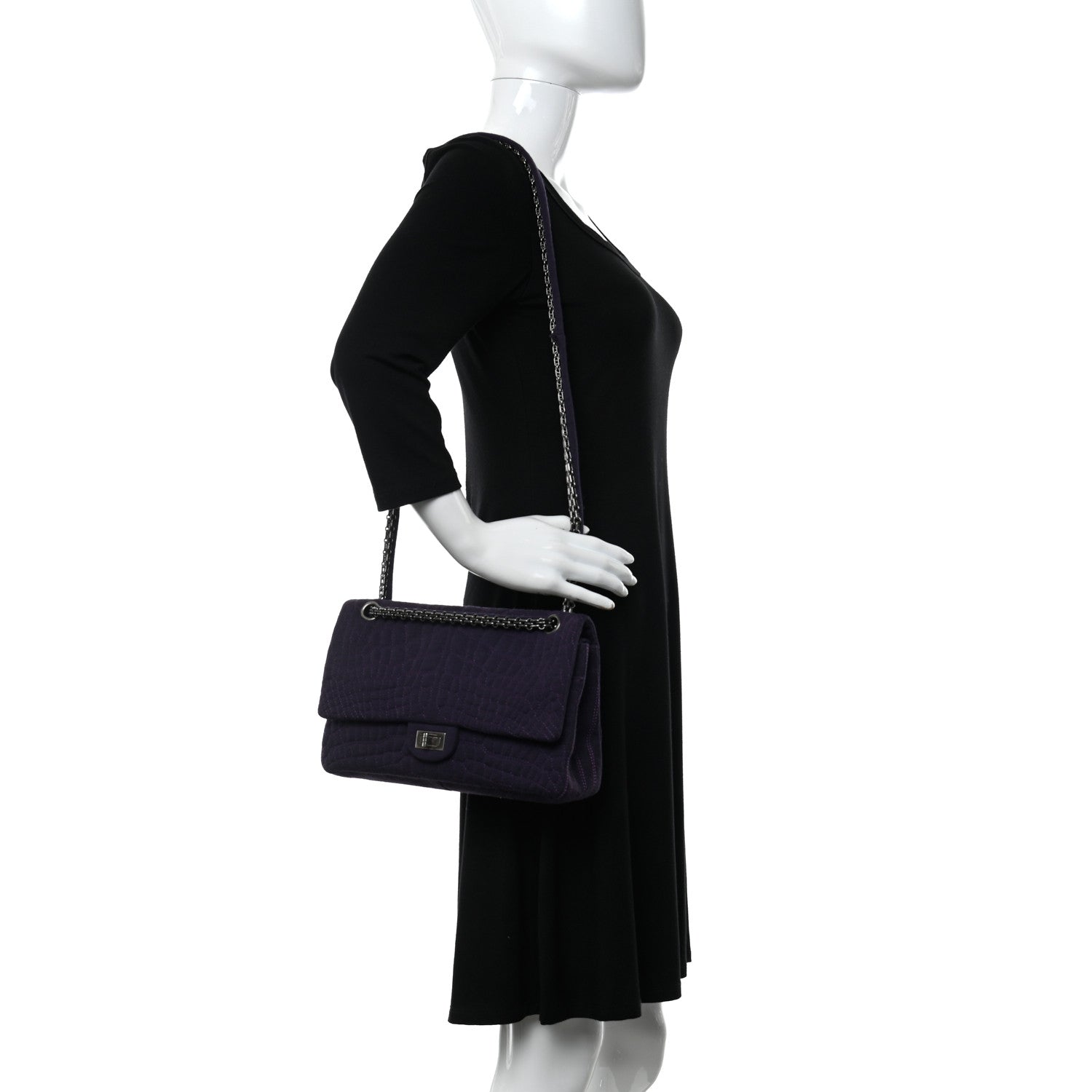 Chanel Jersey Coco's Croc 2.55 Reissue 226 Flap Purple 2 of 12