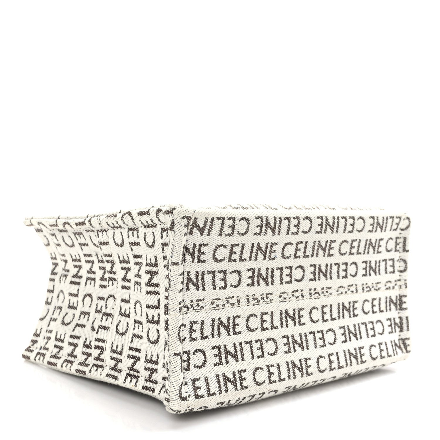 Celine Canvas Calfskin All Over Print Small Cabas Thais White Tan 4 of 10