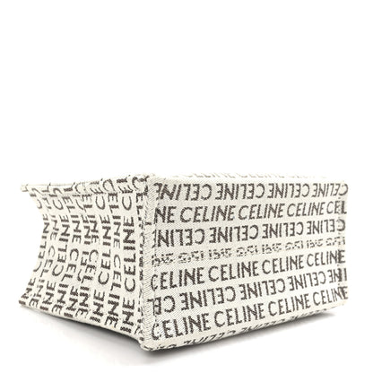 Celine Canvas Calfskin All Over Print Small Cabas Thais White Tan 4 of 10