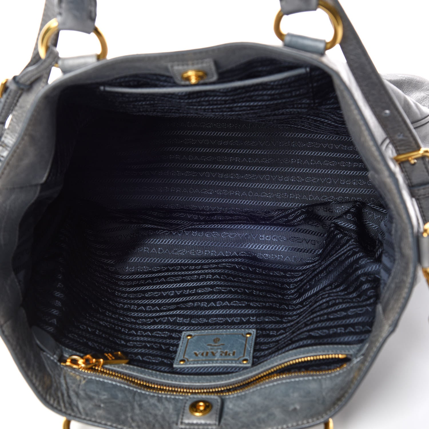 Prada Vitello Shine Tote Blue 7 of 12