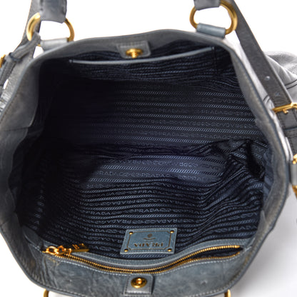 Prada Vitello Shine Tote Blue 7 of 12